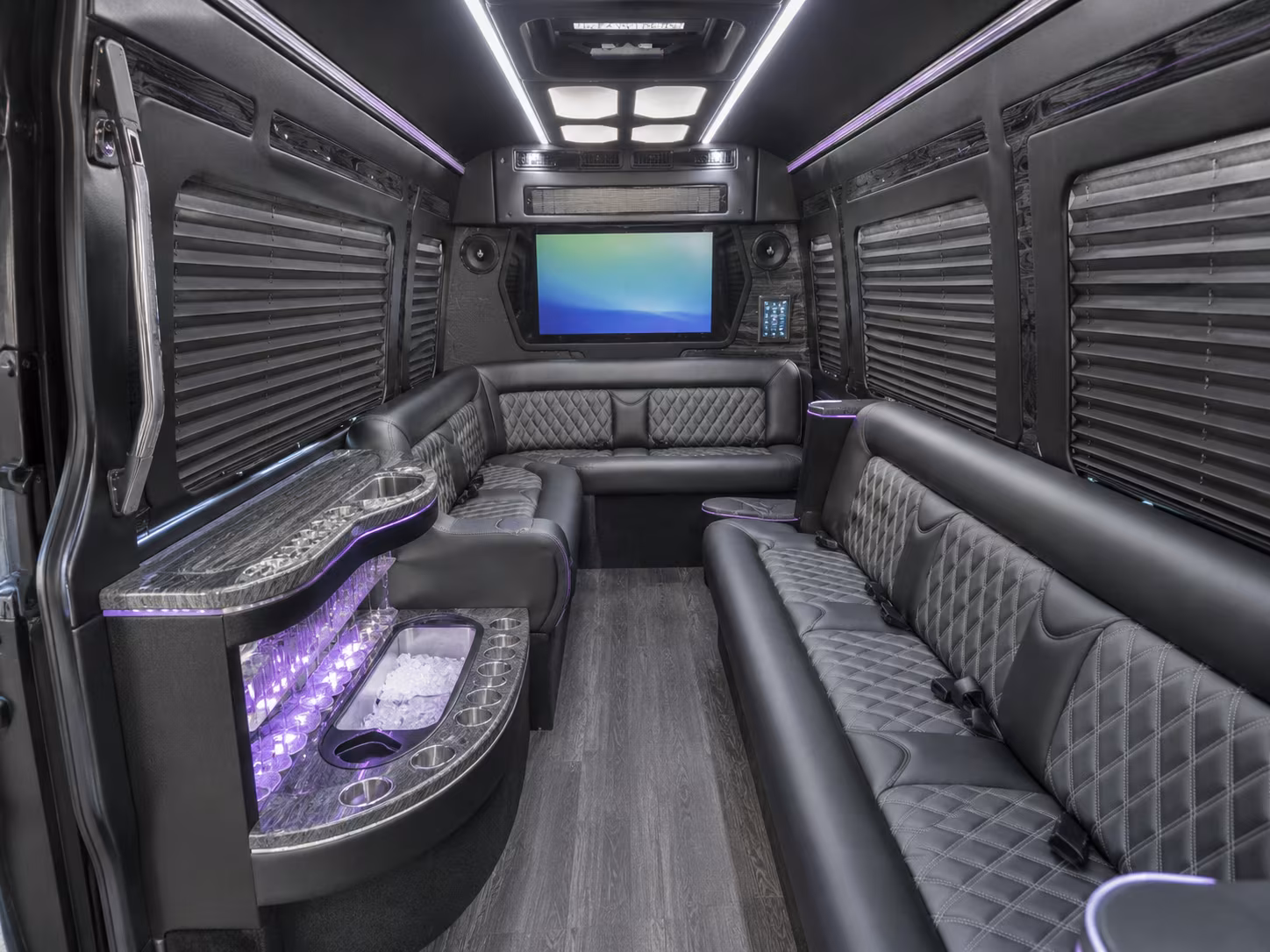 santa monica 15 passenger party bus interior