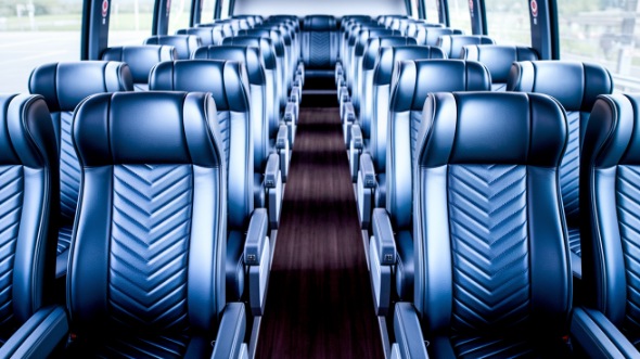 54 passenger charter bus inside santa monica