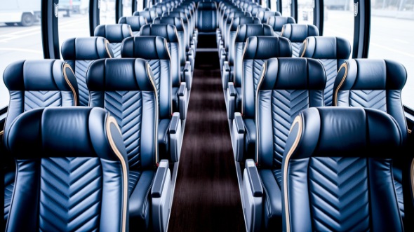 55 passenger charter bus inside santa monica