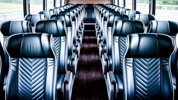 56 passenger charter bus inside santa monica